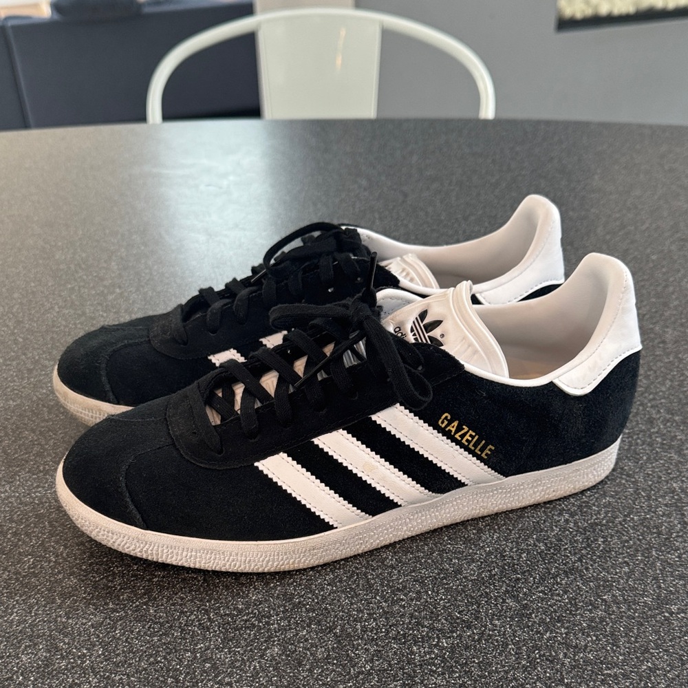 adidas Black and White Gazelle Suede Sneakers - Picture 3 of 8
